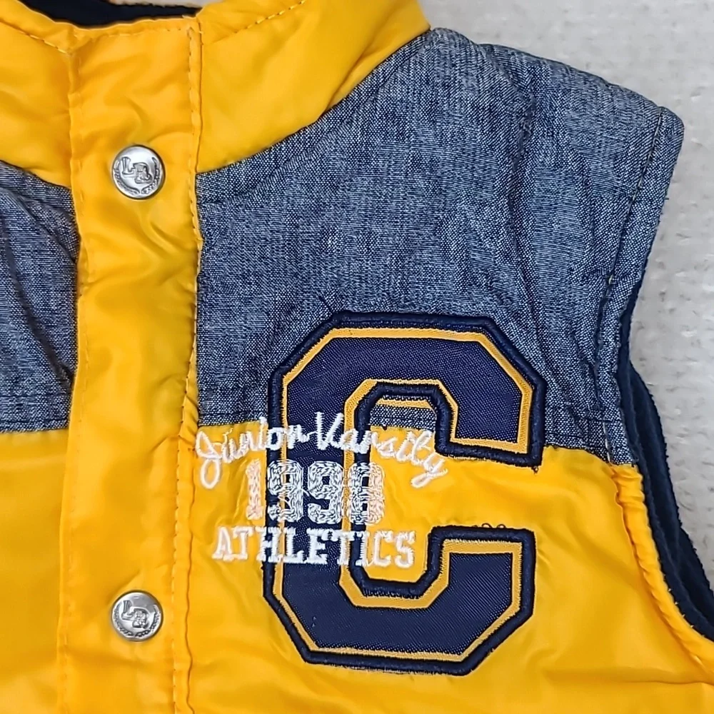 Junior Varsity Athletics Boy’s Yellow Quilted Puffer Jacket/Vest in Yellow/Blue